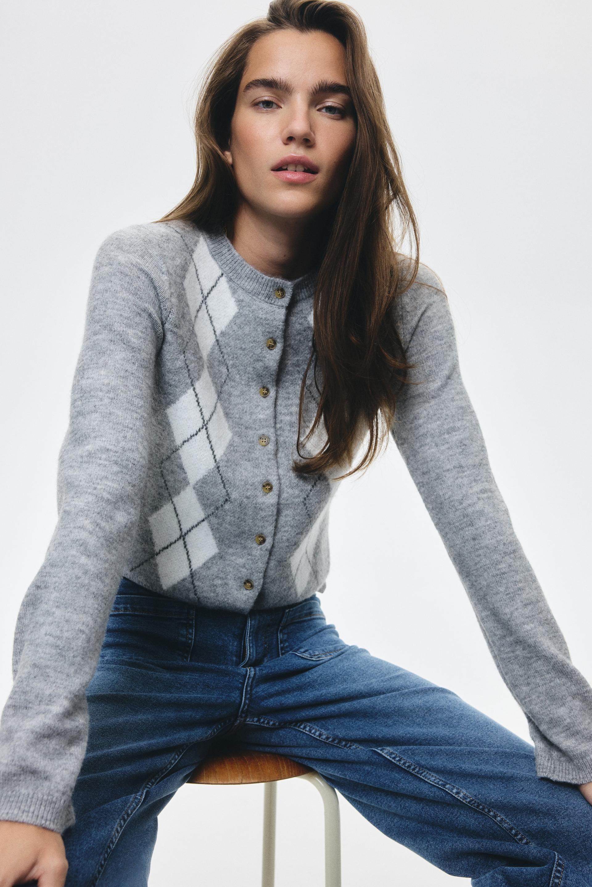 jacquard-knit cardigan