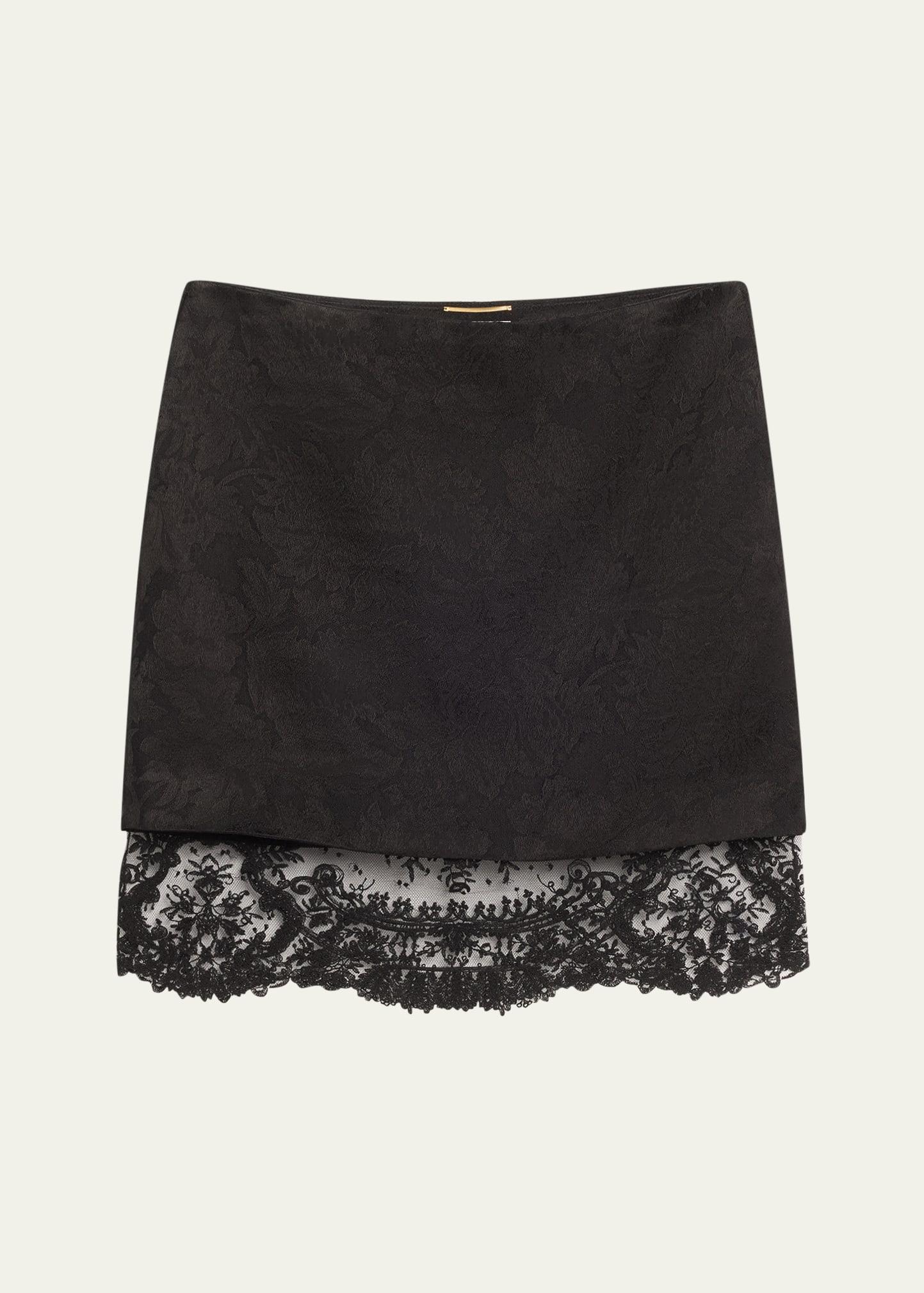 jacquard lace hem mini skirt