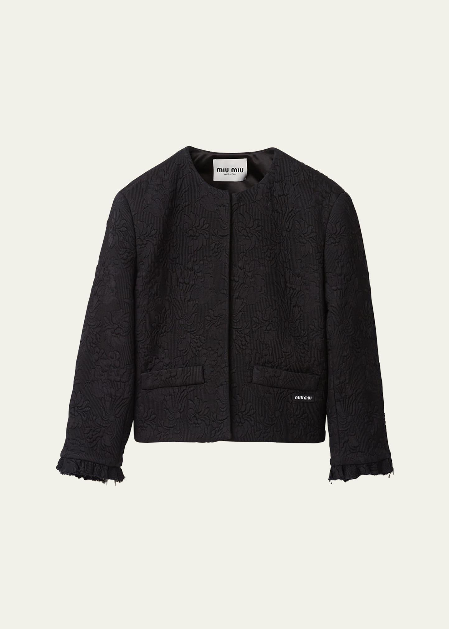 jacquard matelasse boxy cropped jacket