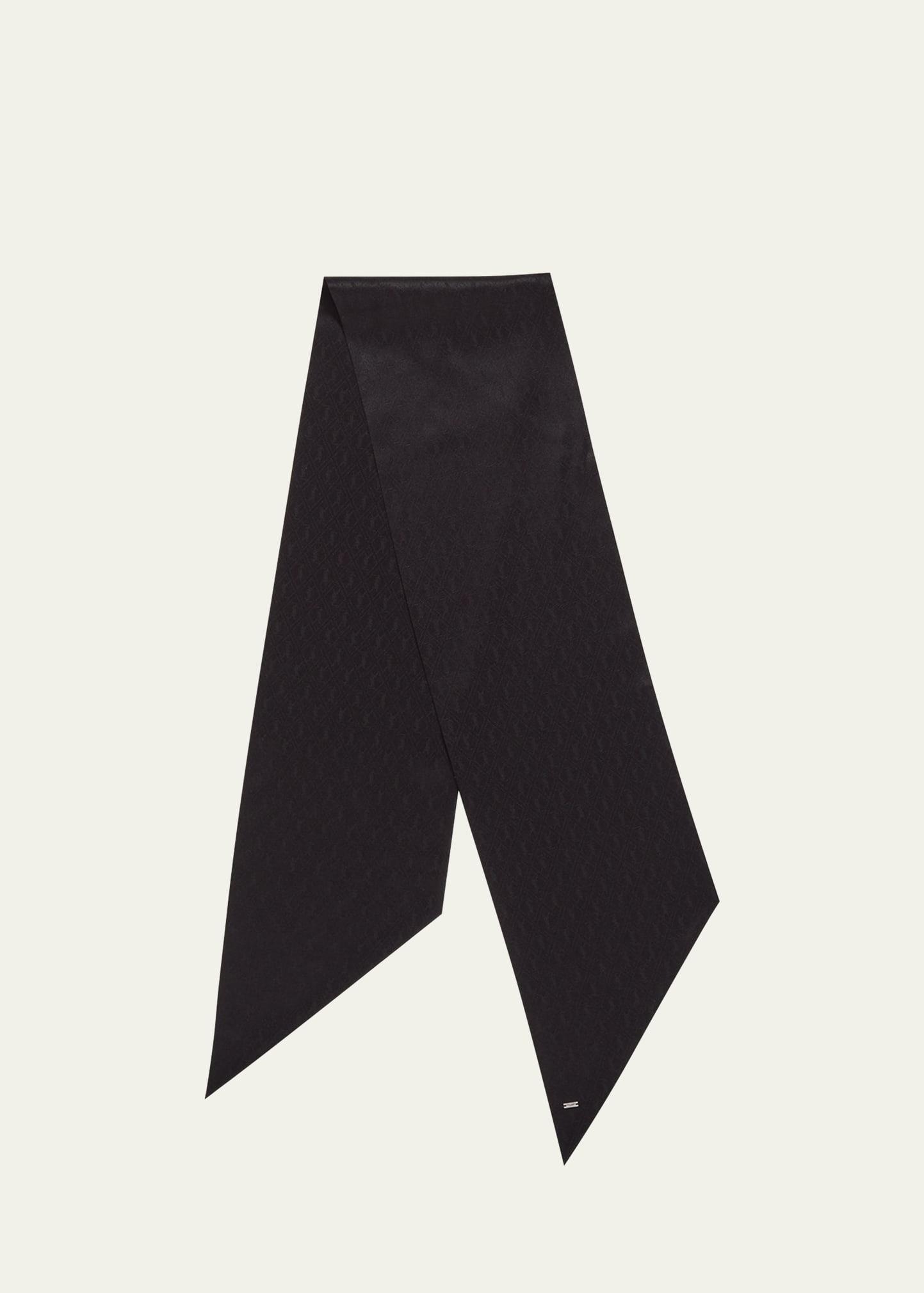 jacquard monogram silk twill skinny scarf