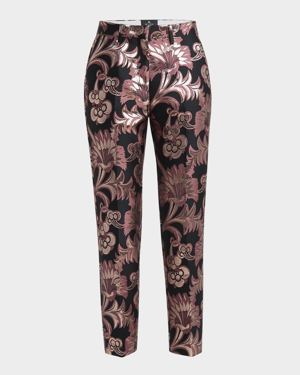 jacquard tapered leg trousers
