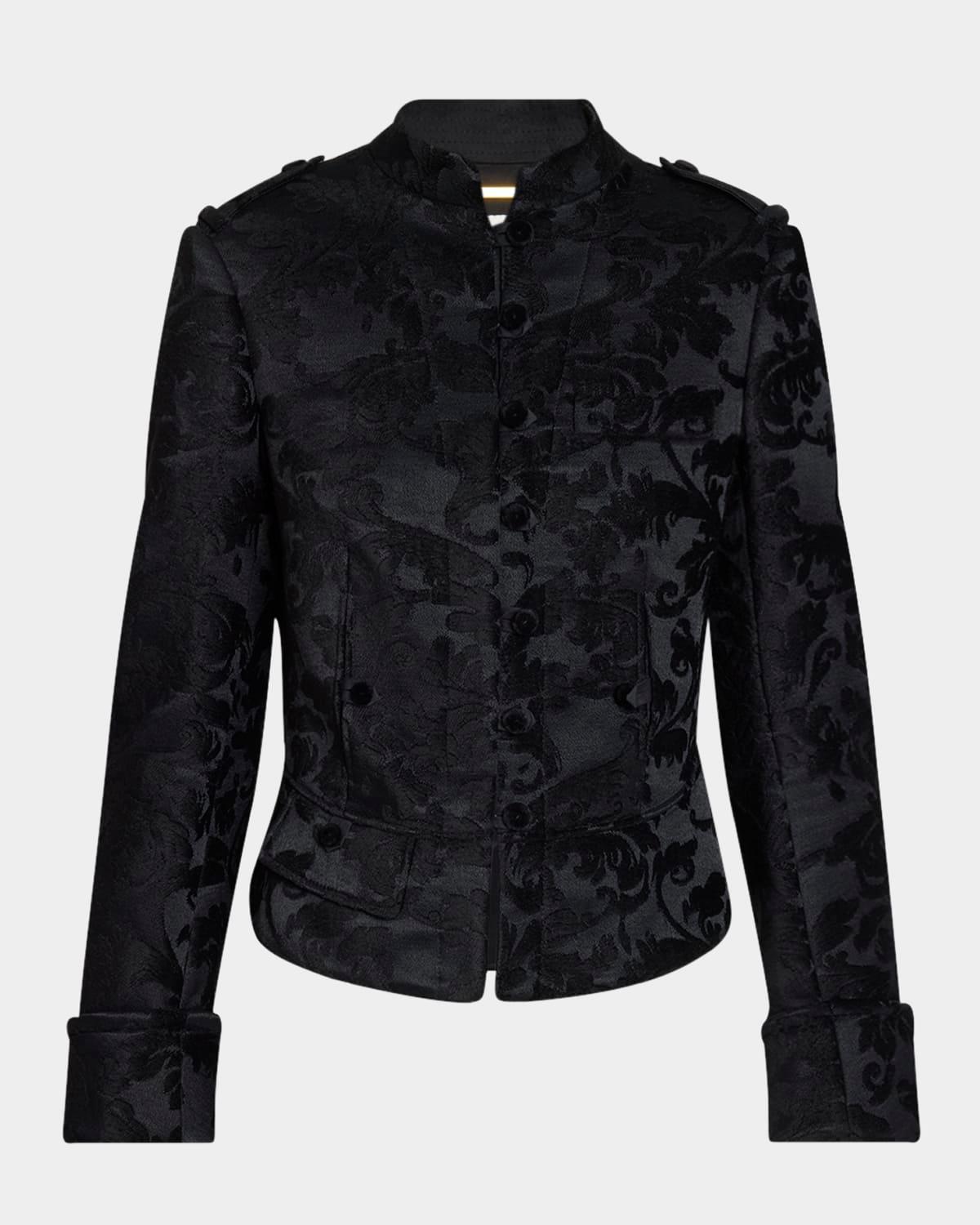 jacquard velvet single-breasted jacket