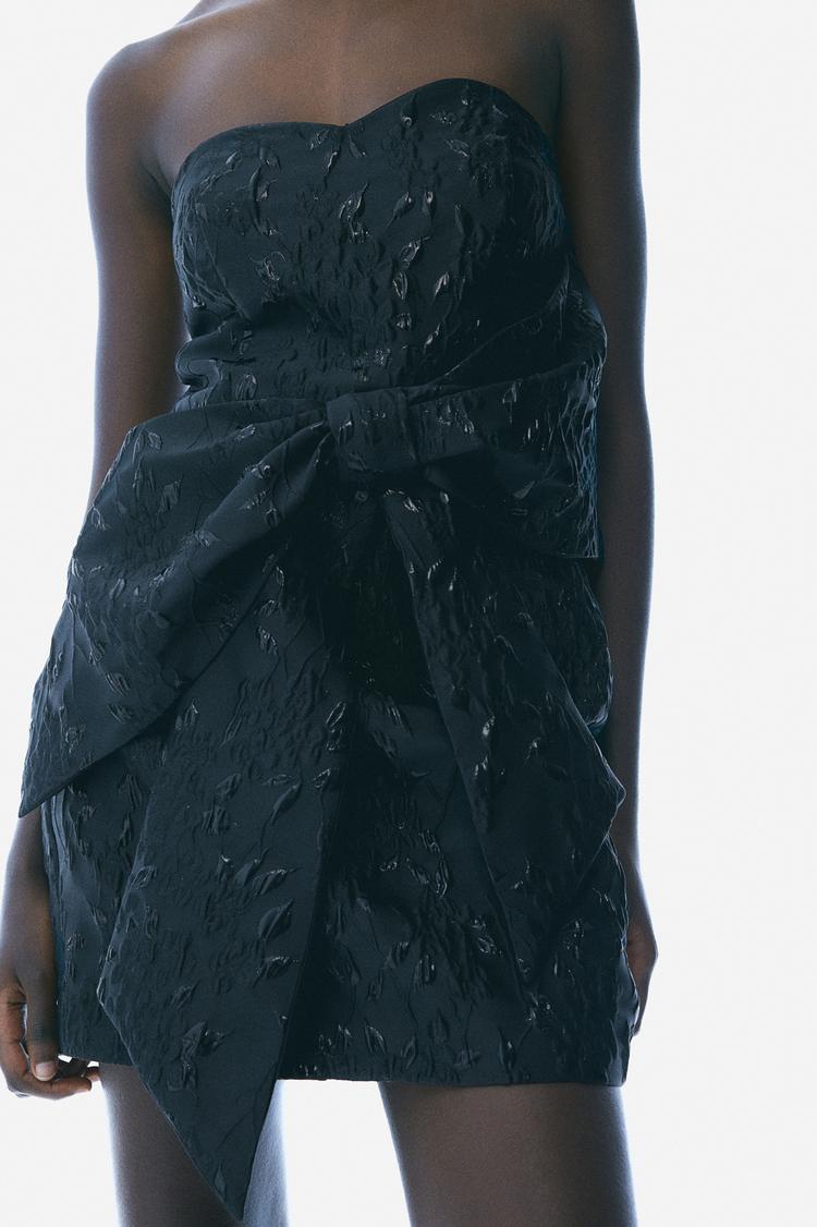 jacquard-weave bow-front dress