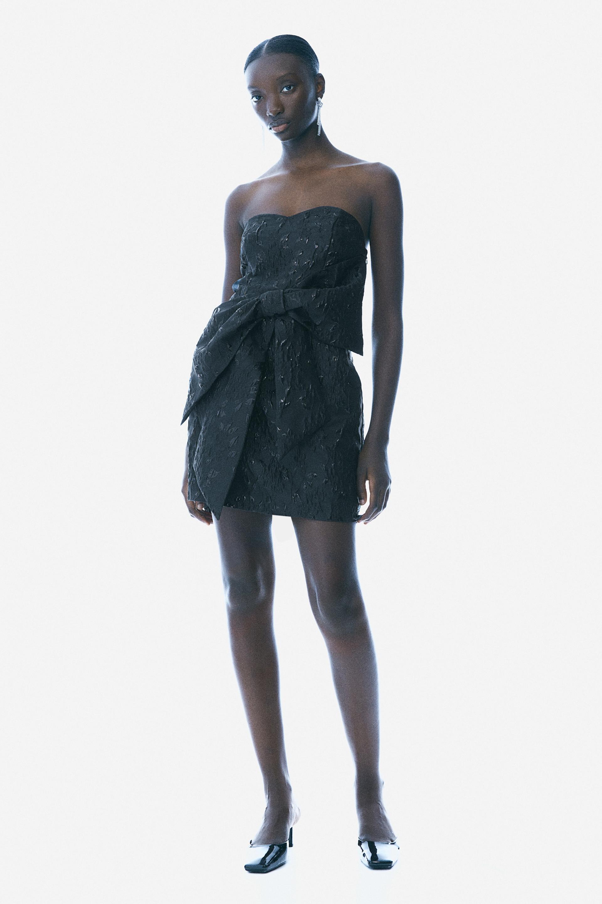 jacquard-weave bow-front dress