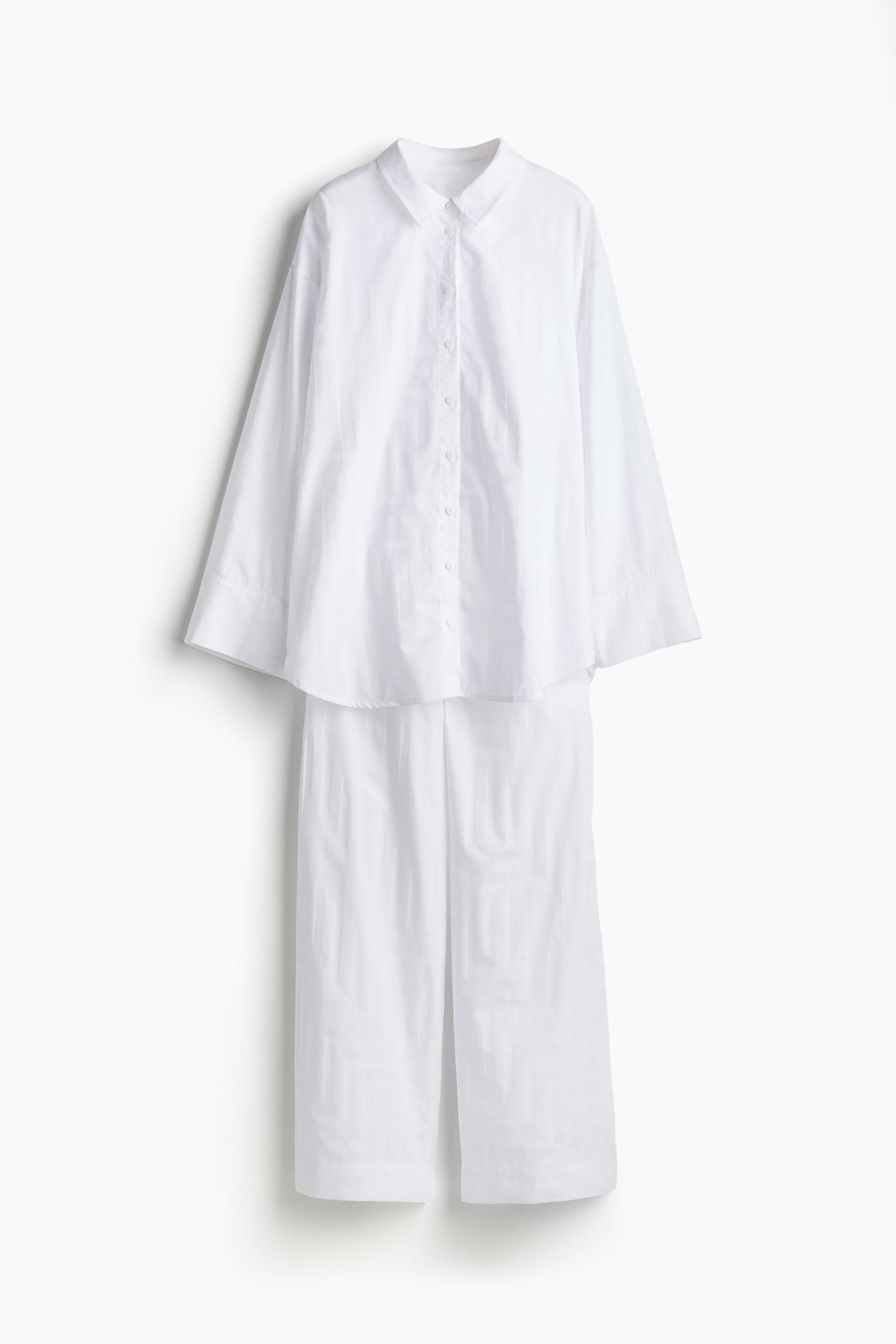 jacquard-weave cotton pajamas