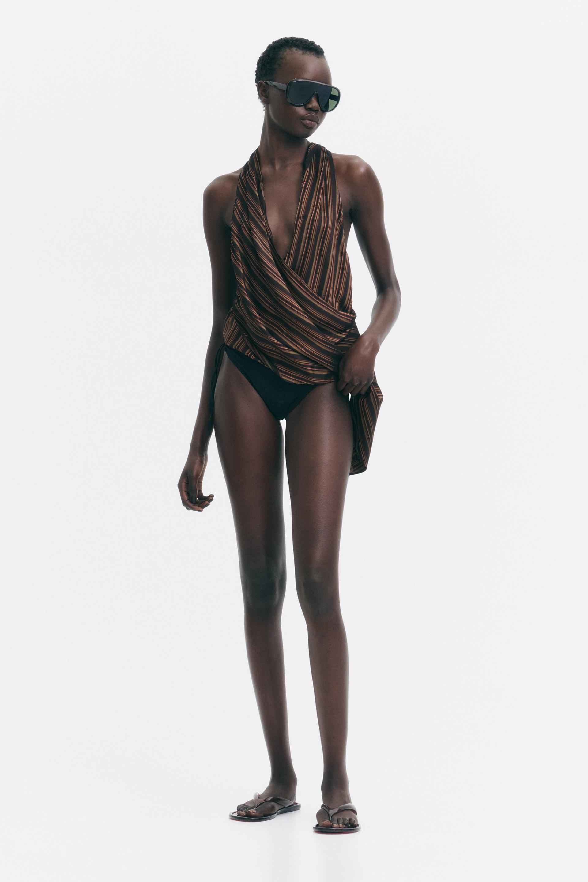 jacquard-weave wrap top