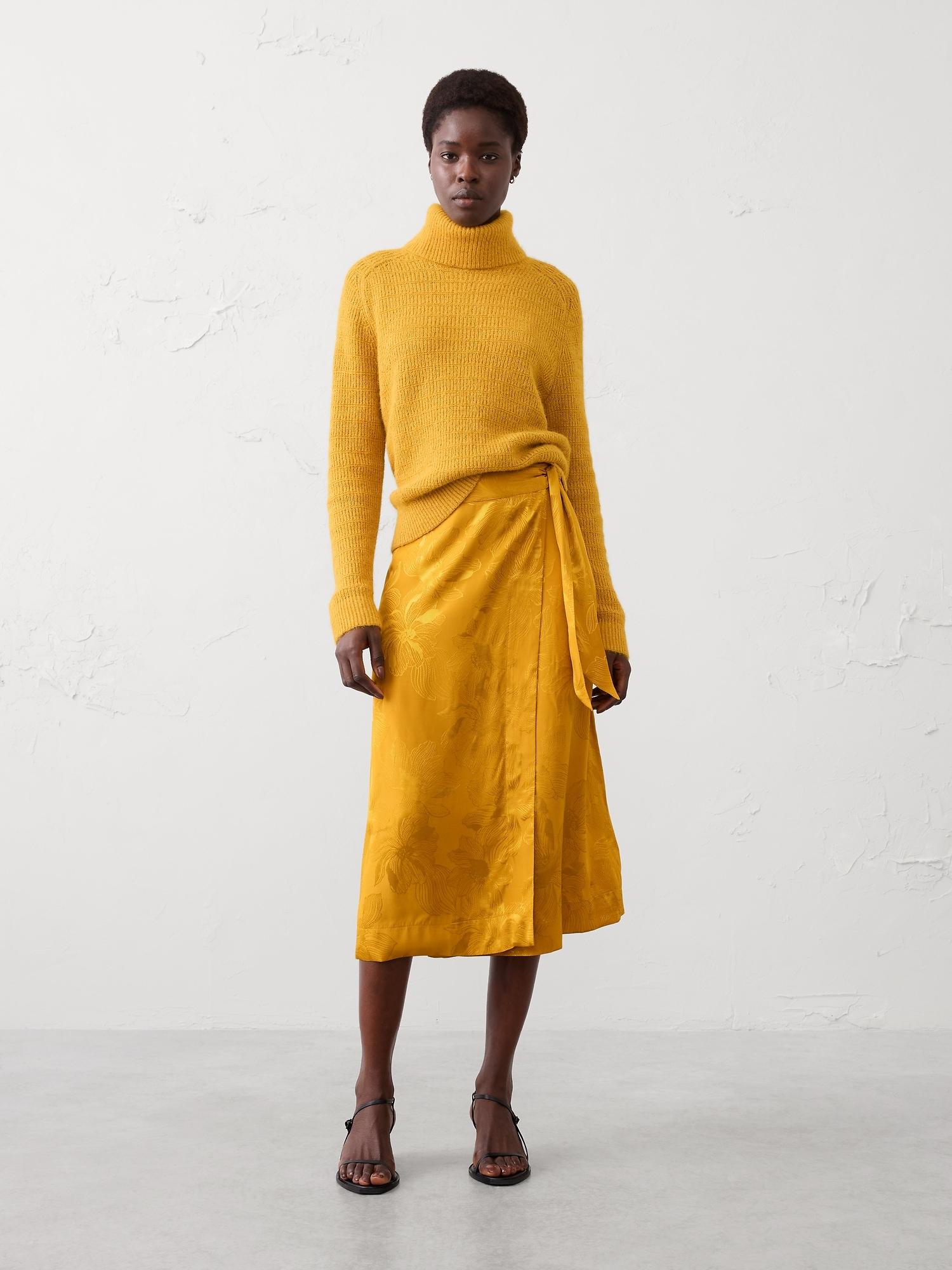 jacquard wrap midi skirt