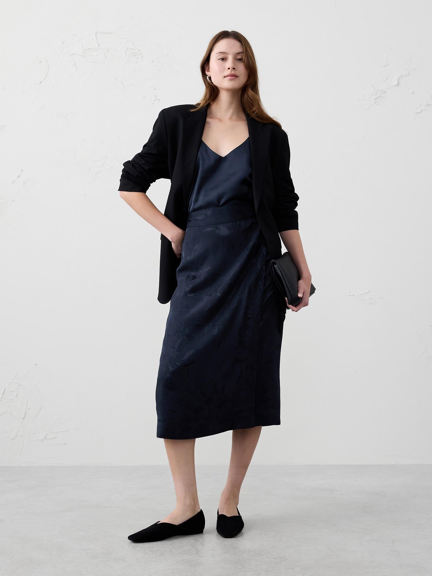 jacquard wrap midi skirt