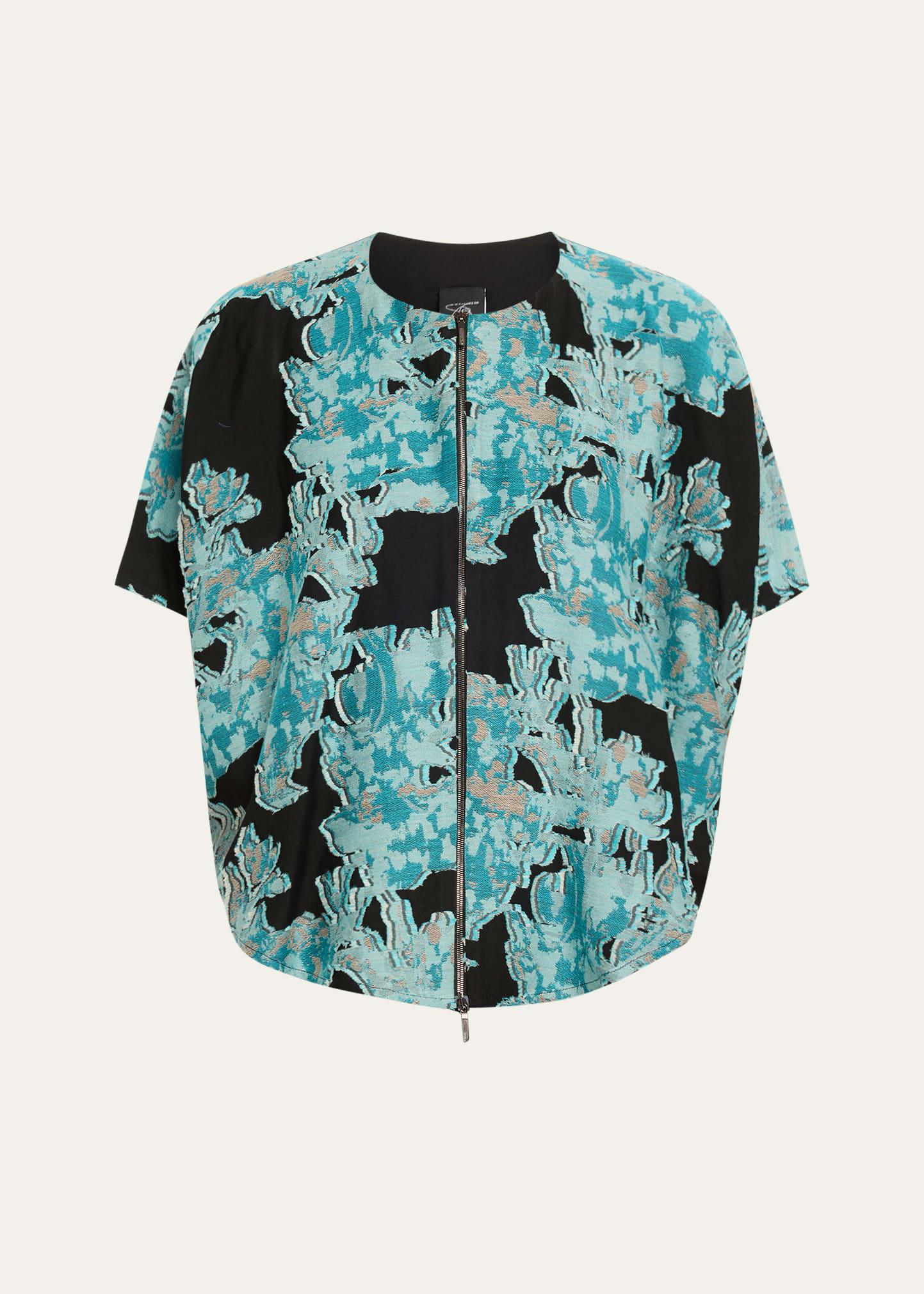 jacquard zip circle shrug