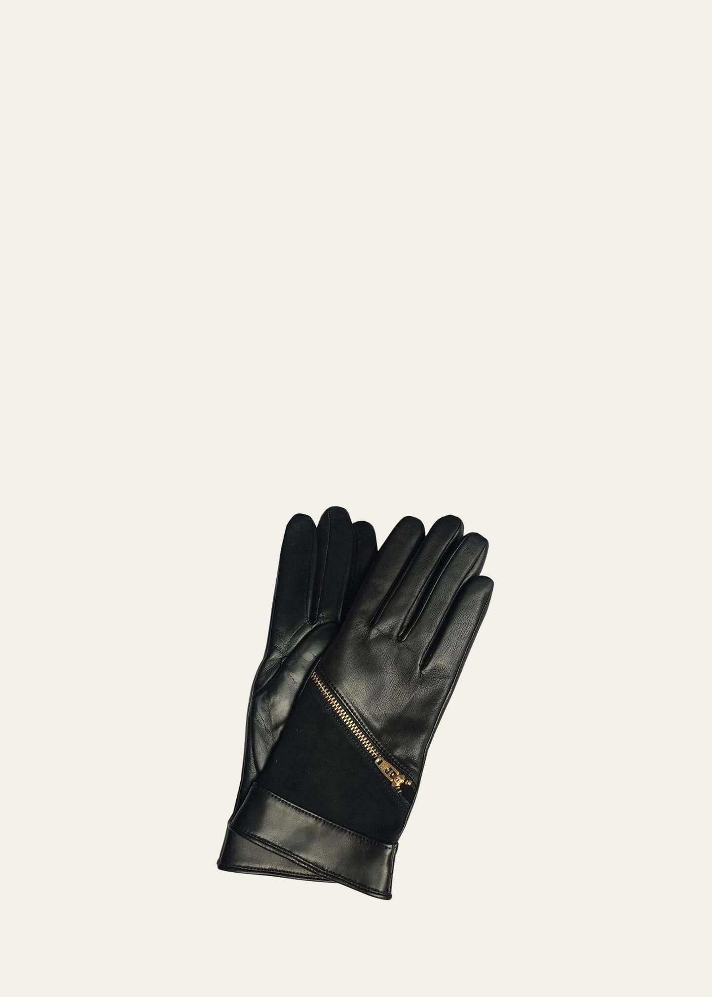 jacqueline suede zipper gloves