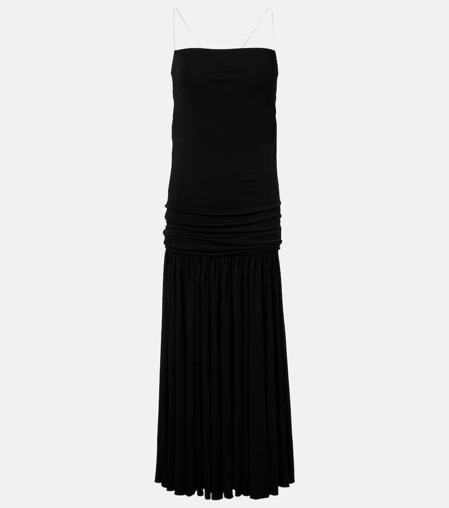 jacquemus abiha gathered jersey midi dress