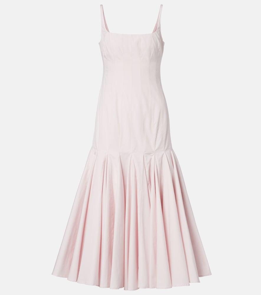 jacquemus agave pleated cotton poplin midi dress