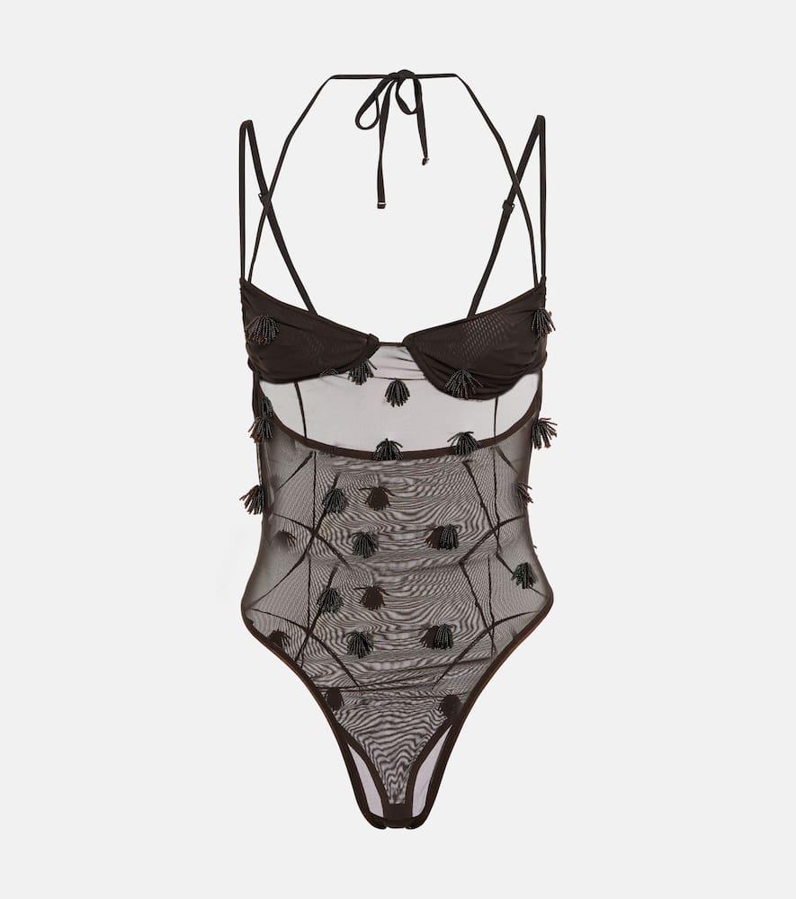 jacquemus appliqué mesh bodysuit