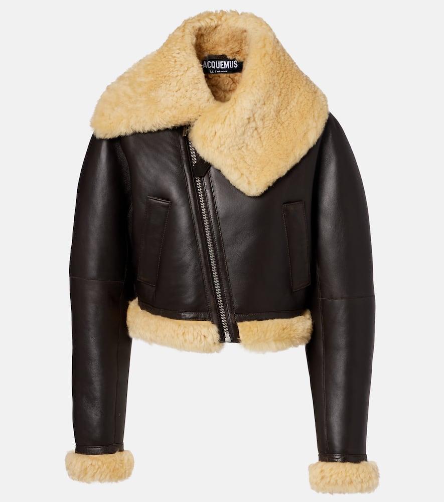 jacquemus aviatore cropped shearling