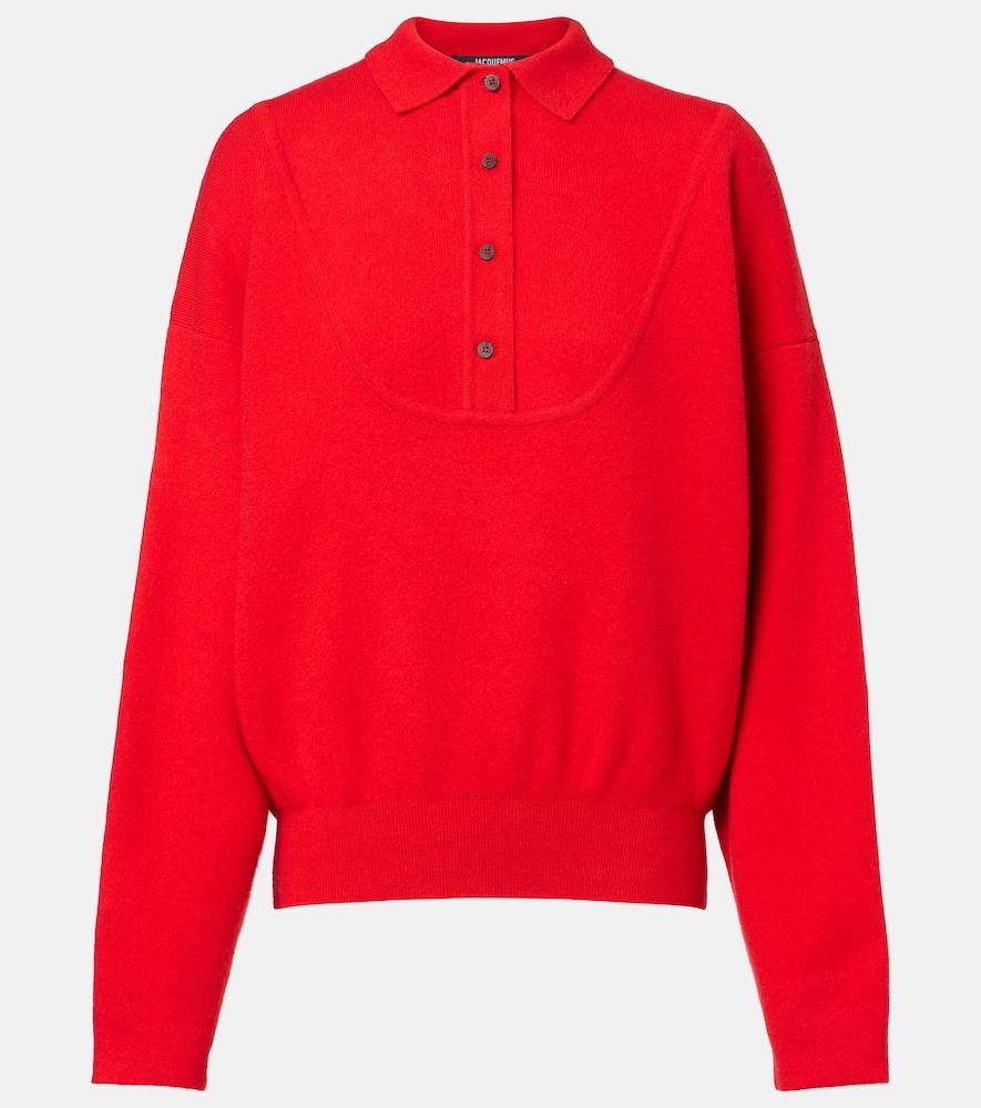 jacquemus balloon wool and cashmere polo sweater