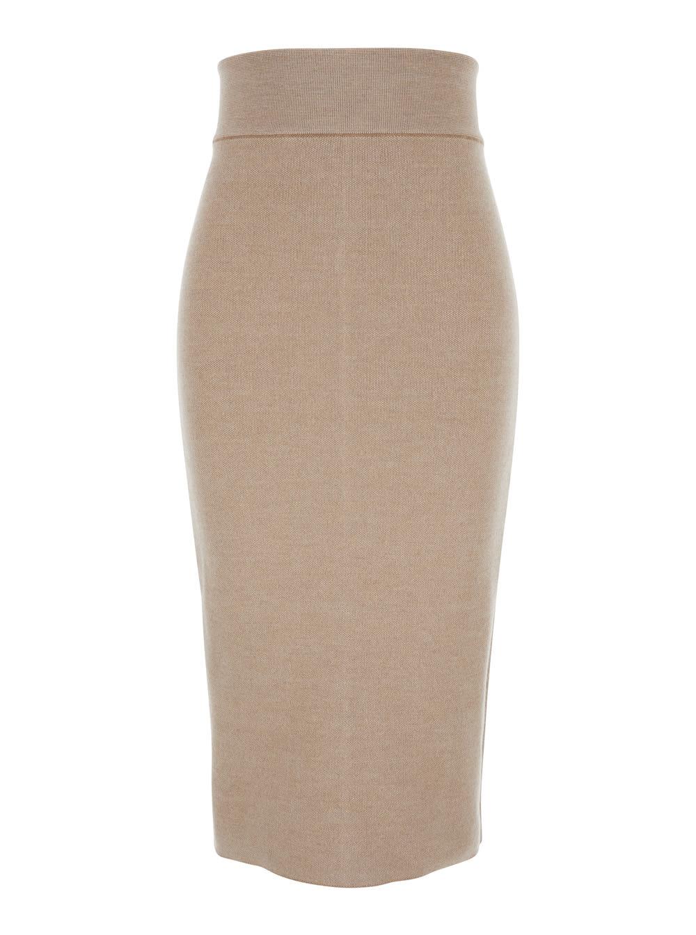 jacquemus beige skirt with pencil desgin in wool woman