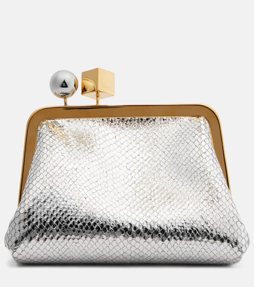 jacquemus berlingot metallic leather clutch