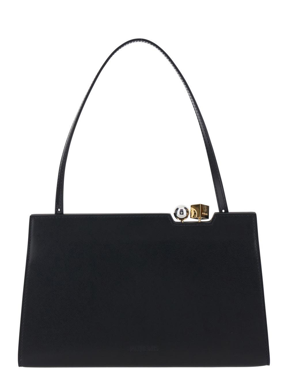 jacquemus black handbag le salon in leather for women