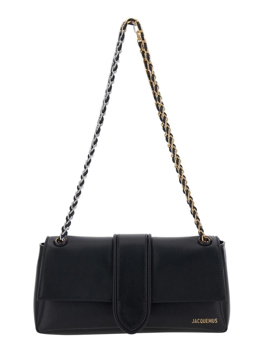 jacquemus black le bambino chaine shoulder bag in leather for women