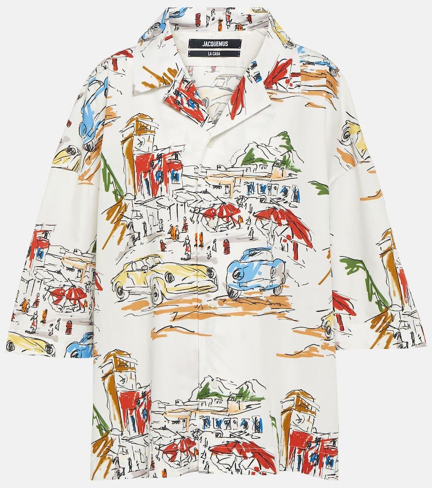 jacquemus casaco printed cotton bowling shirt