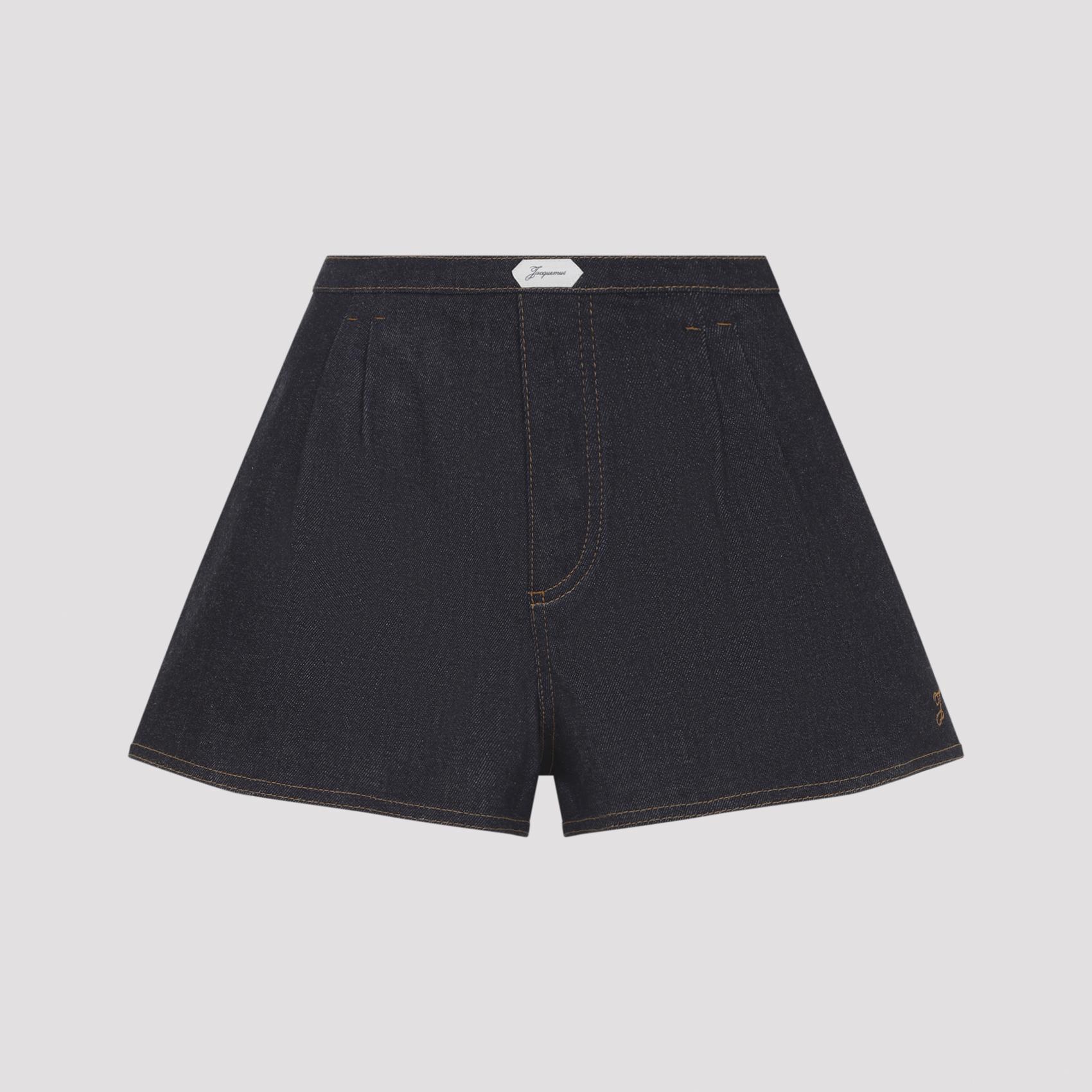 jacquemus de-nimes amelo shorts blue cotton cashmere elastane jean - women