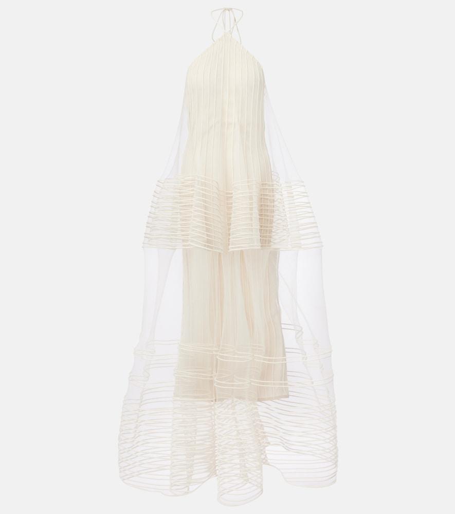 jacquemus epi halterneck tulle maxi dress