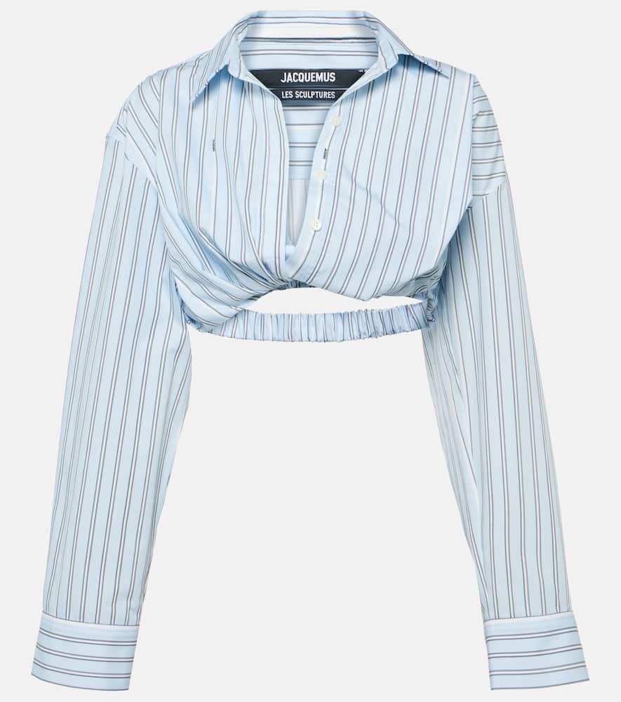 jacquemus la chemise bahia courte striped cotton top