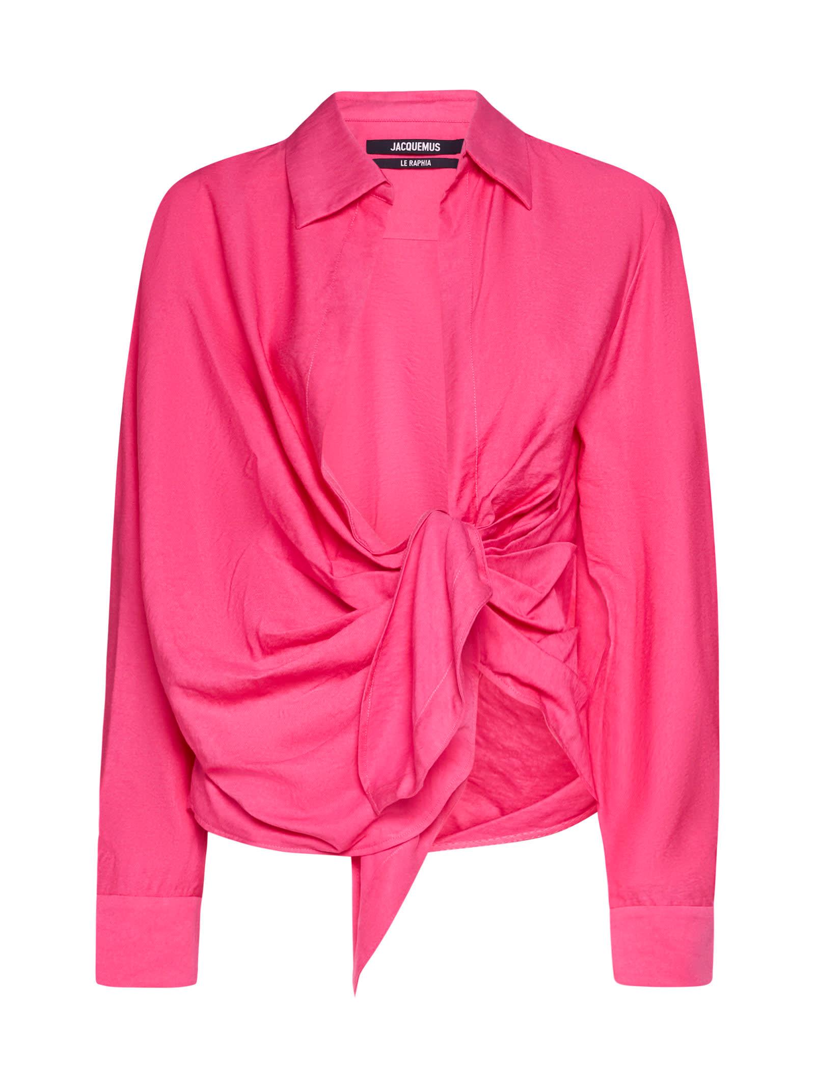 jacquemus la chemise bahia draped shirt