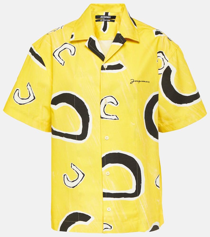 jacquemus la chemise jean printed cotton bowling shirt