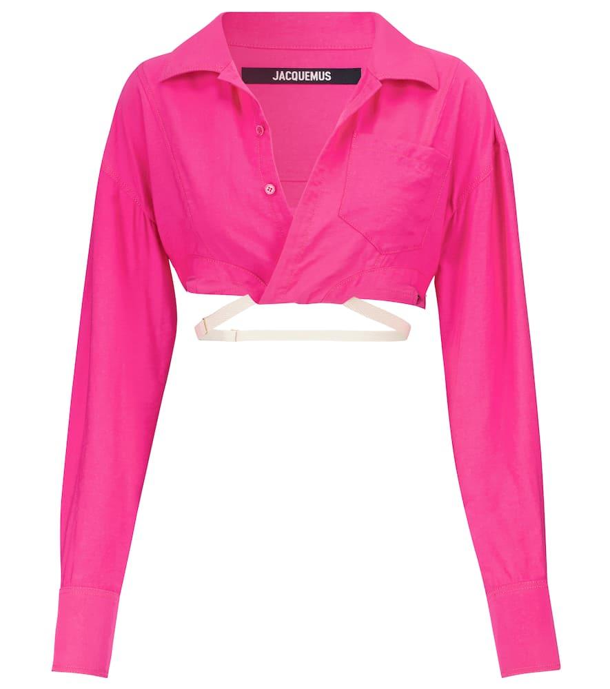jacquemus la chemise laurier cropped shirt