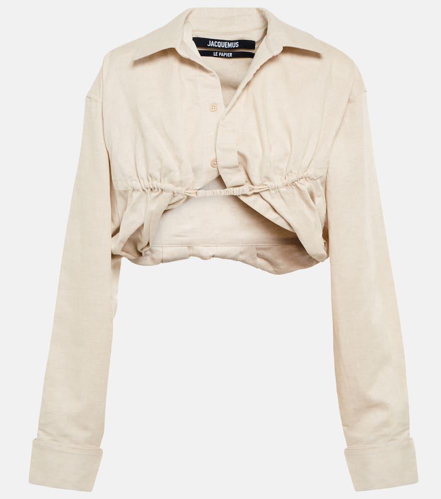 jacquemus la chemise machou cotton and linen shirt