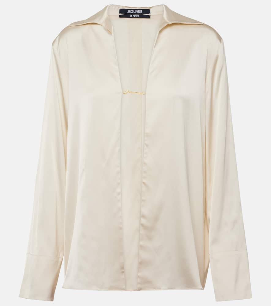 jacquemus la chemise notte satin top