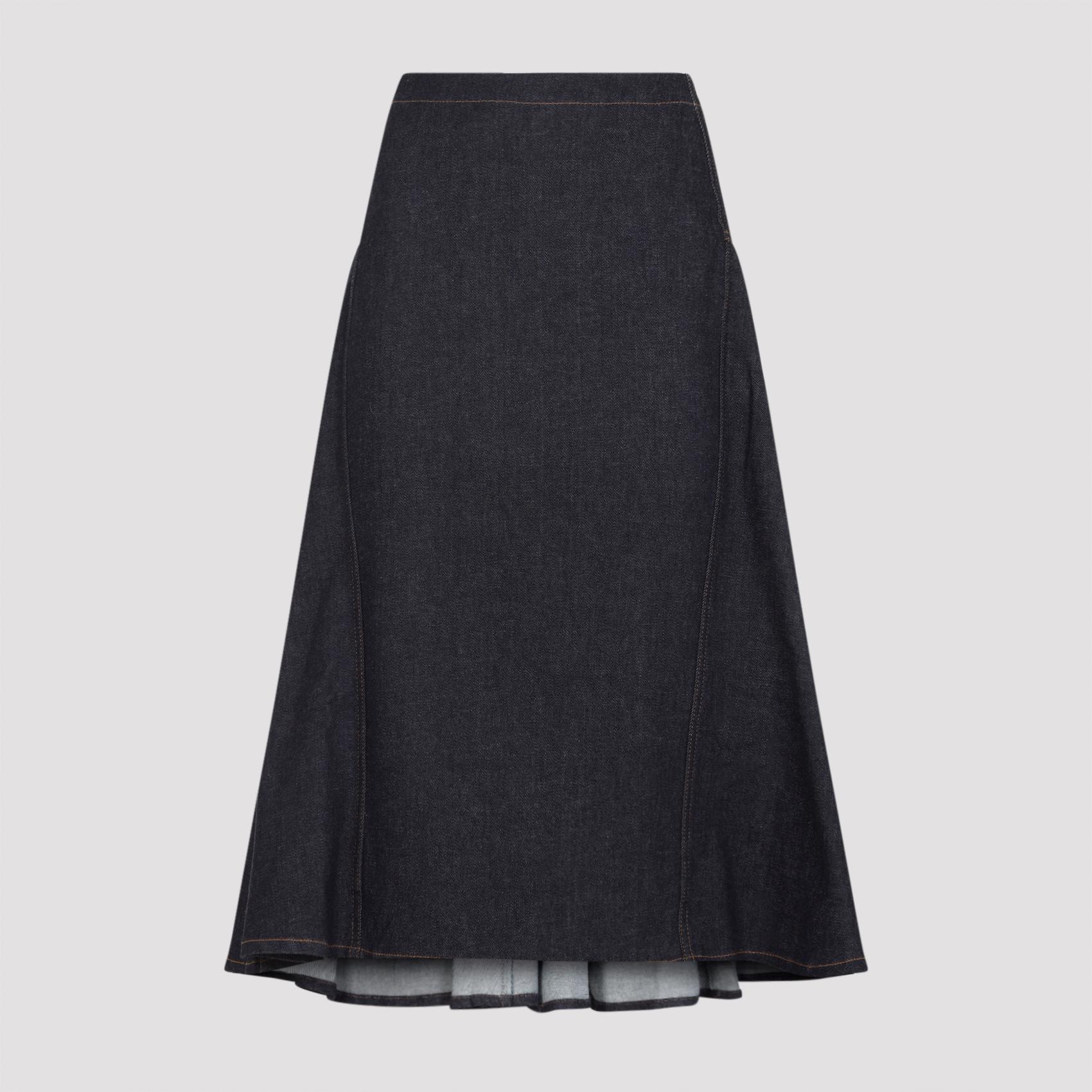 jacquemus la jupe de-nimes lavoir midi skirt blue cotton cashmere elastane - women