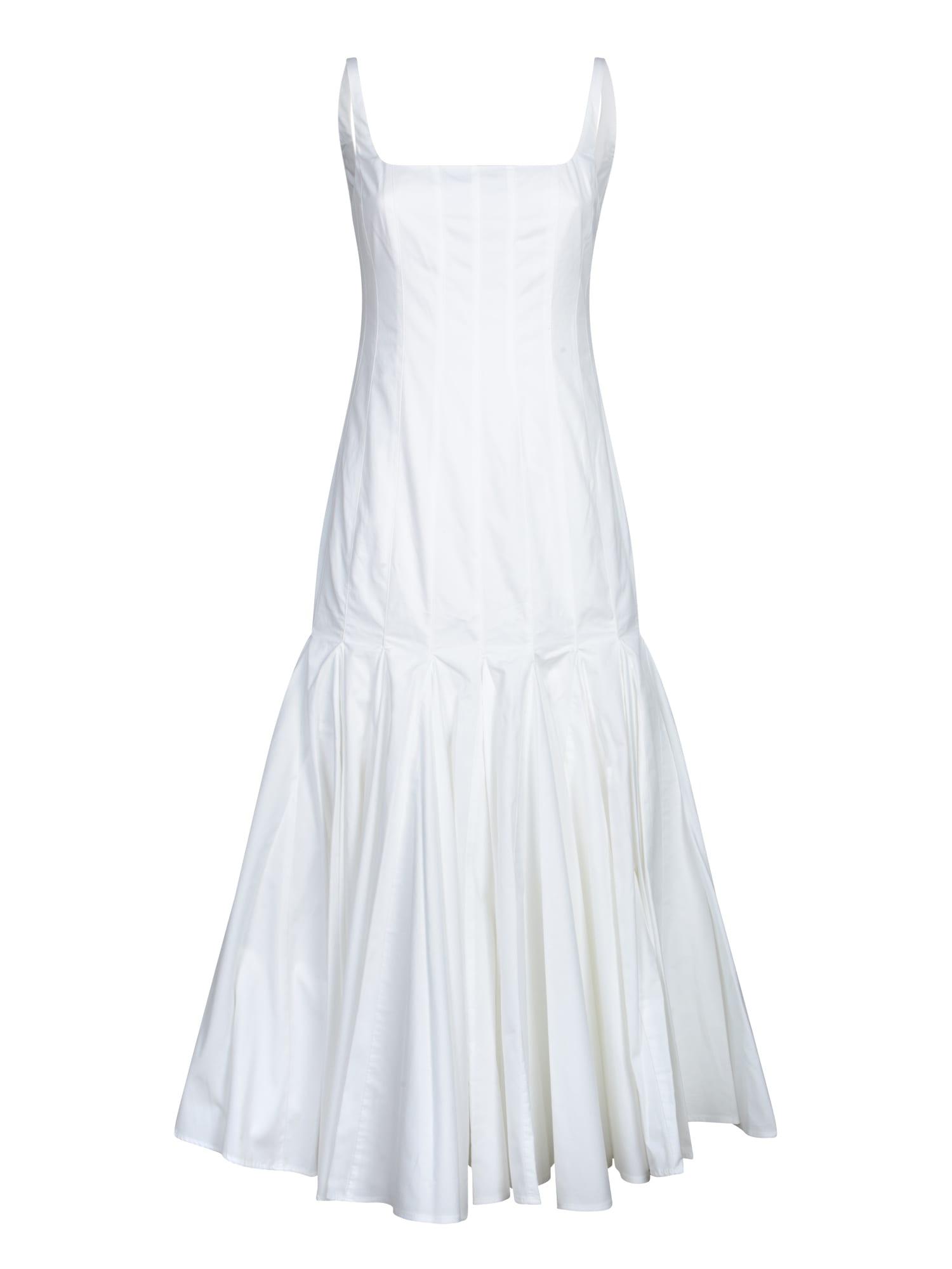 jacquemus la robe agave white sleeveless long dress with square neck and flared hem in cotton blend woman
