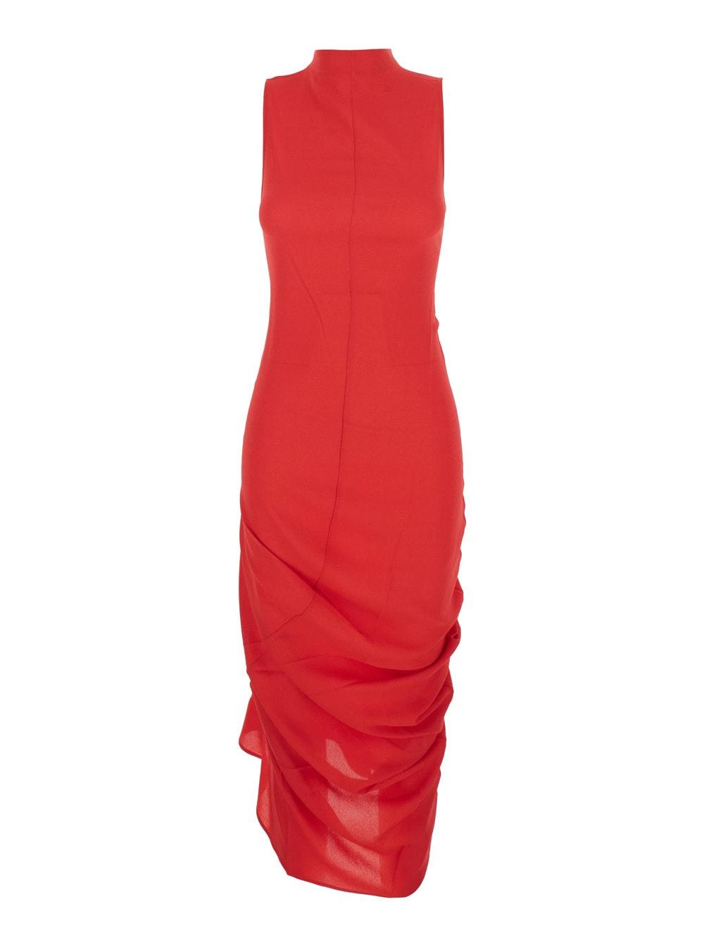 jacquemus la robe j red dress with j application on the back and ruffle details in fabric woman