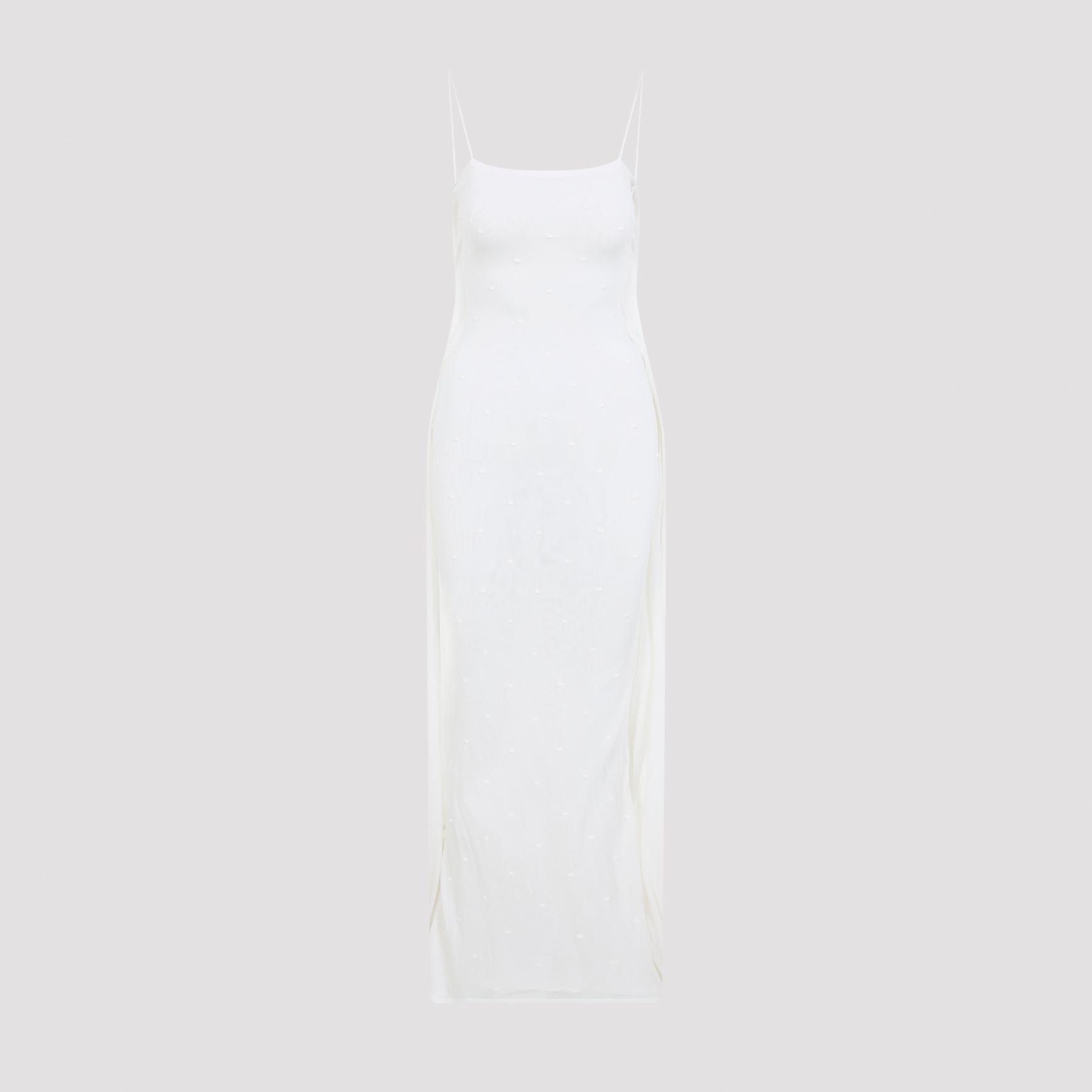 jacquemus la robe maille plumetis long dress white viscose - women