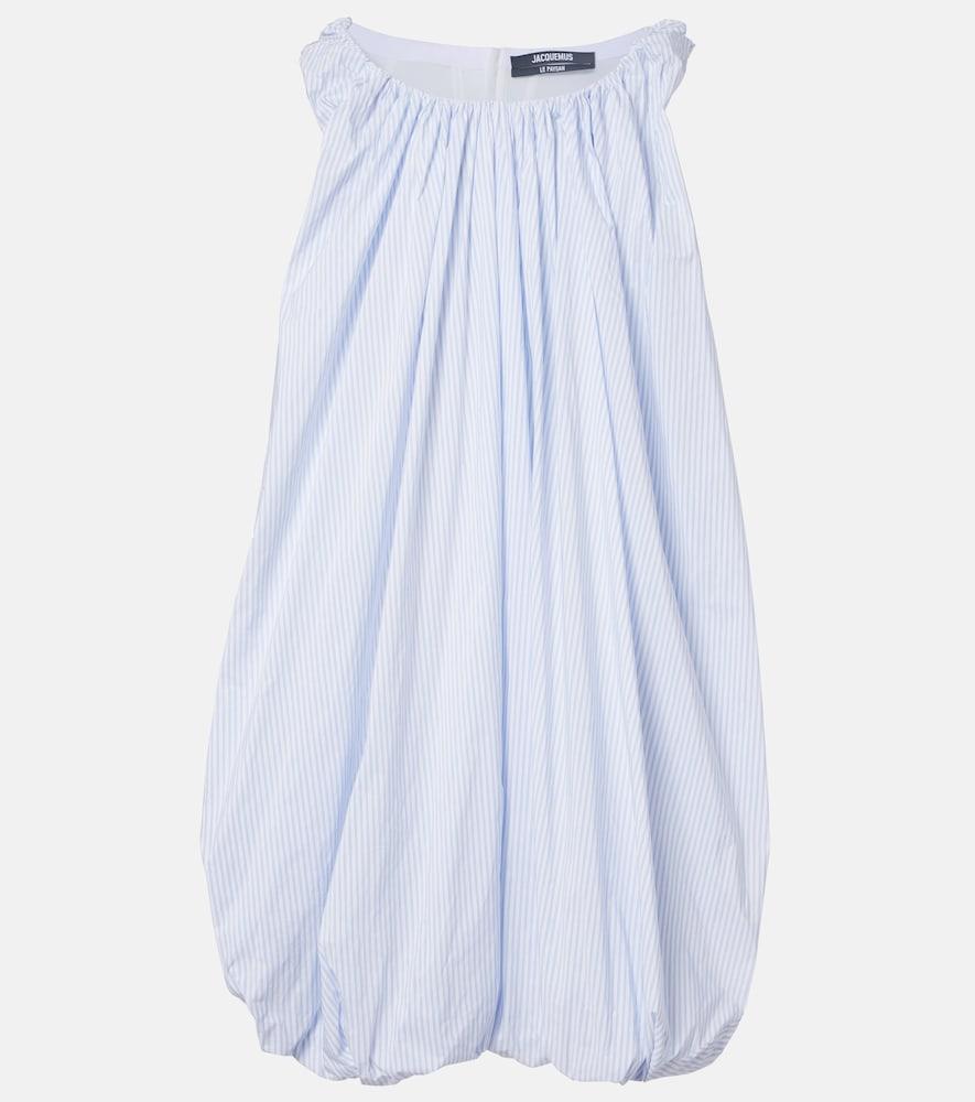 jacquemus lavande gathered striped midi dress