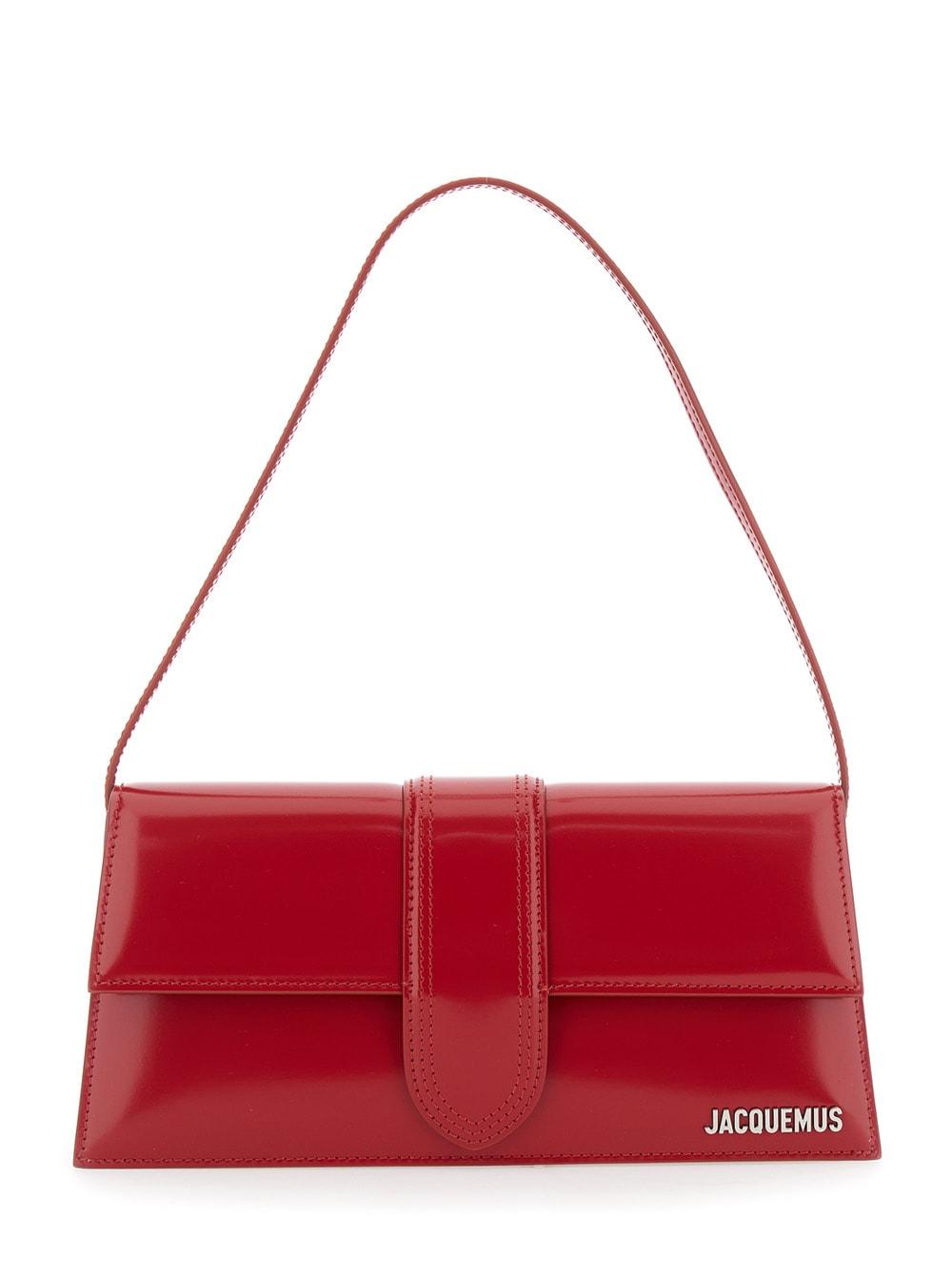jacquemus le bambino long red shoulder bag with removable shoulder strap in leather woman