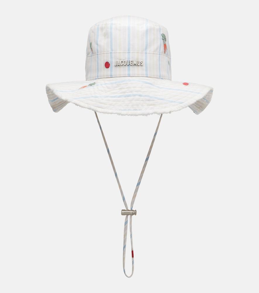 jacquemus le bob artichaut striped cotton canvas bucket hat
