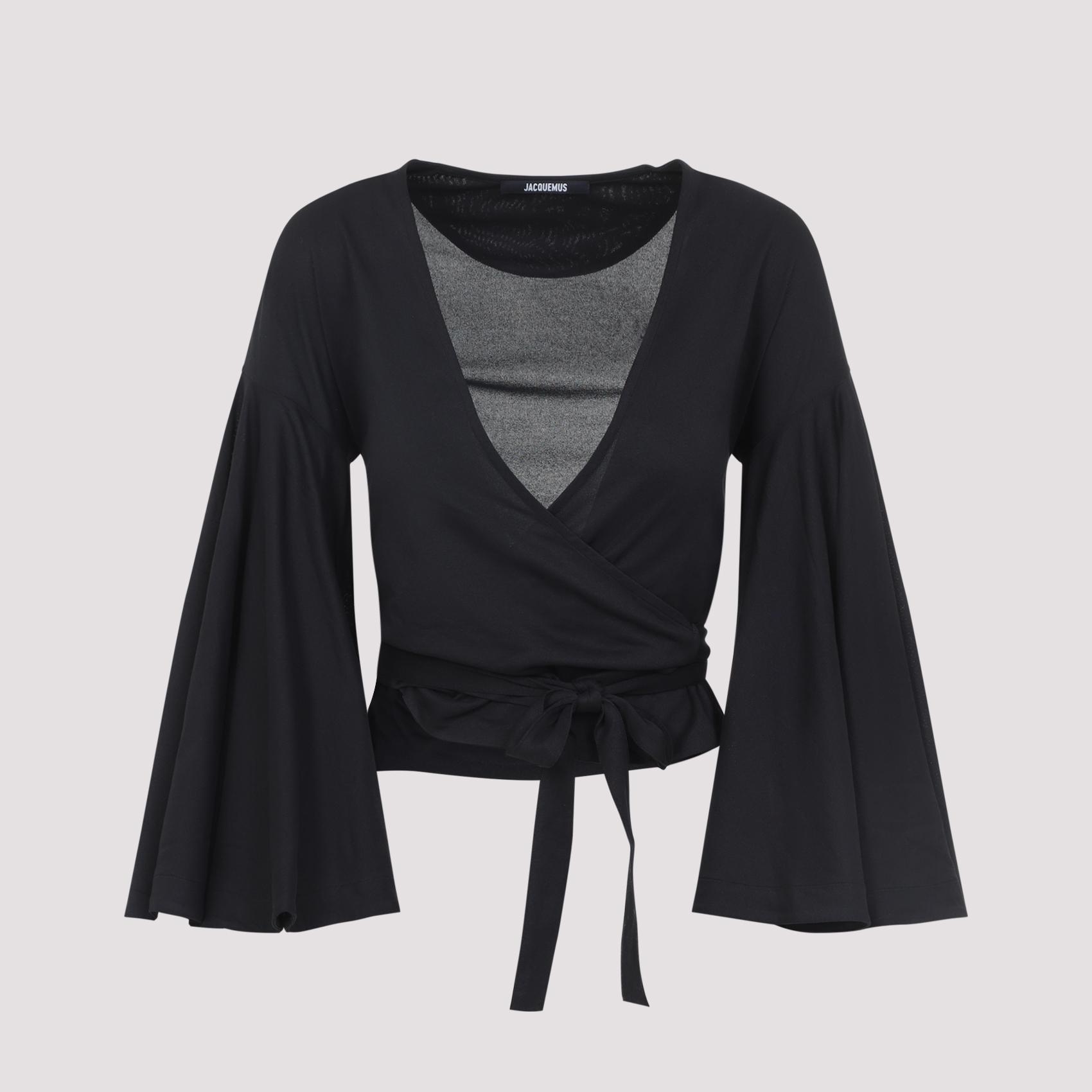 jacquemus le cache coeur ventadou top black paper recycled polyester - women