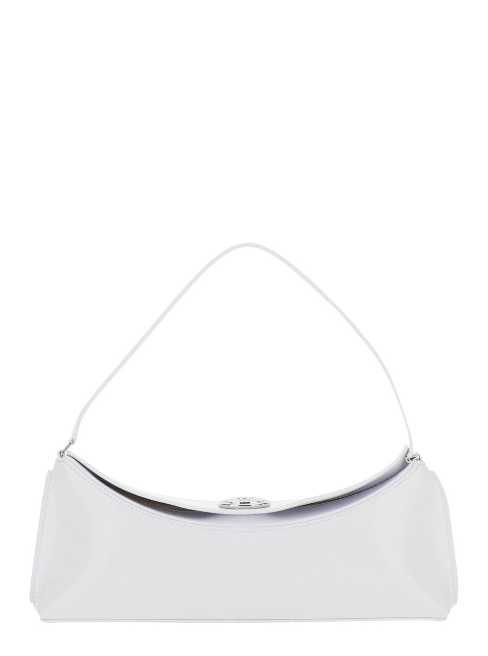 jacquemus le calisso white shoulder bag with engraved snap button in leather woman