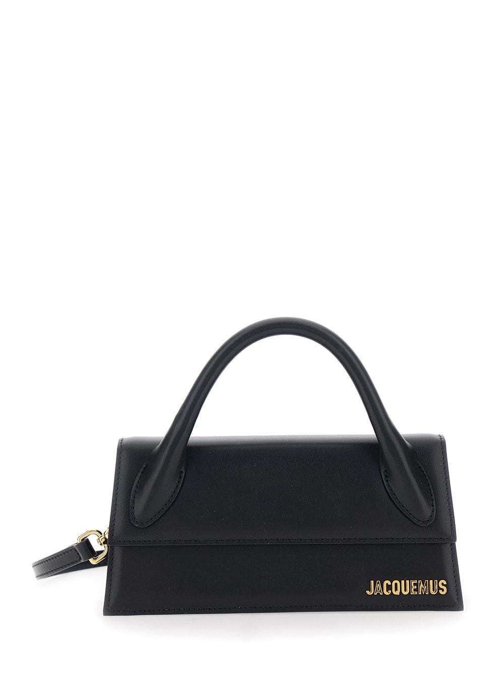 jacquemus le chiquito long black handbag with logo on the front in leather woman