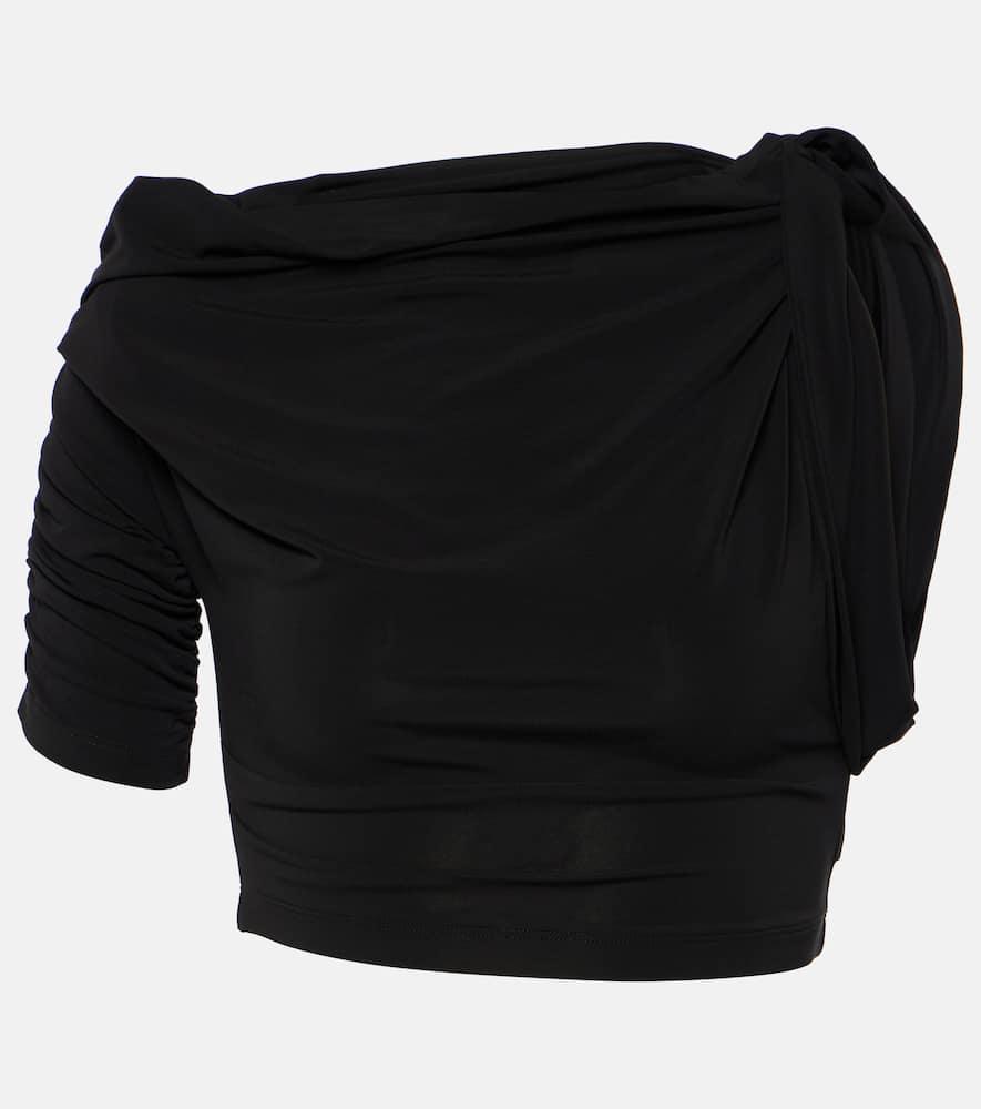 jacquemus le haut drapeado jersey crop top