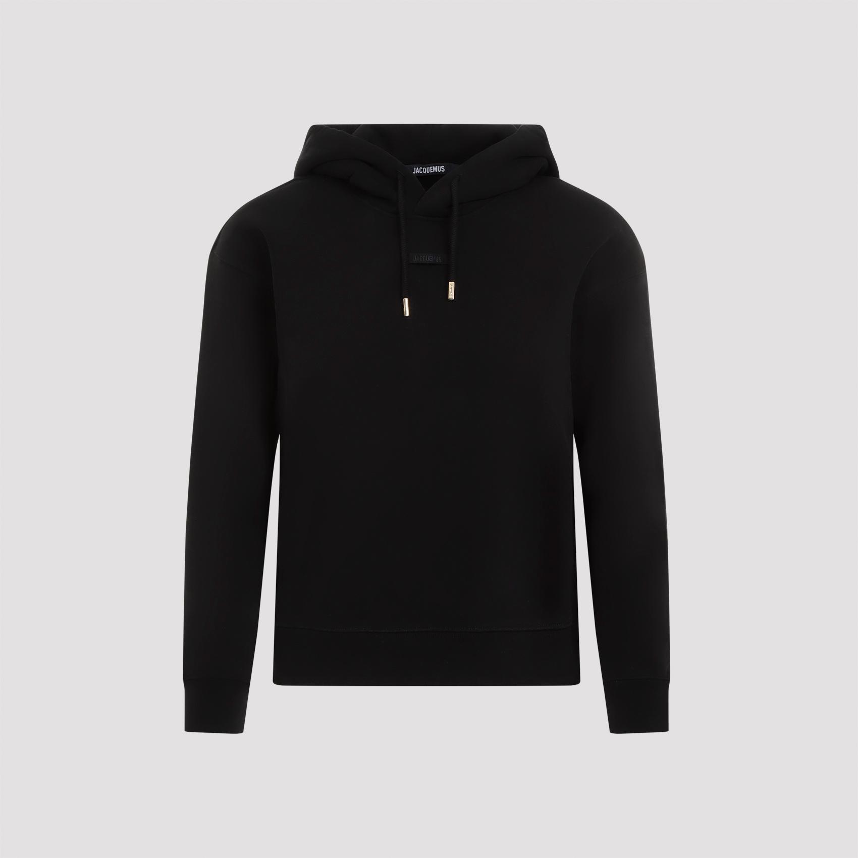 jacquemus le hoodie gros grain black cotton sweatshirt - women