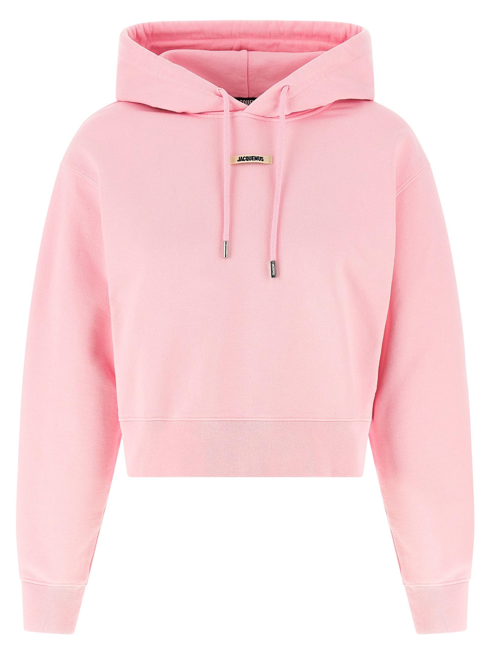 jacquemus le hoodie gros-grain pink cotton sweatshirt - women