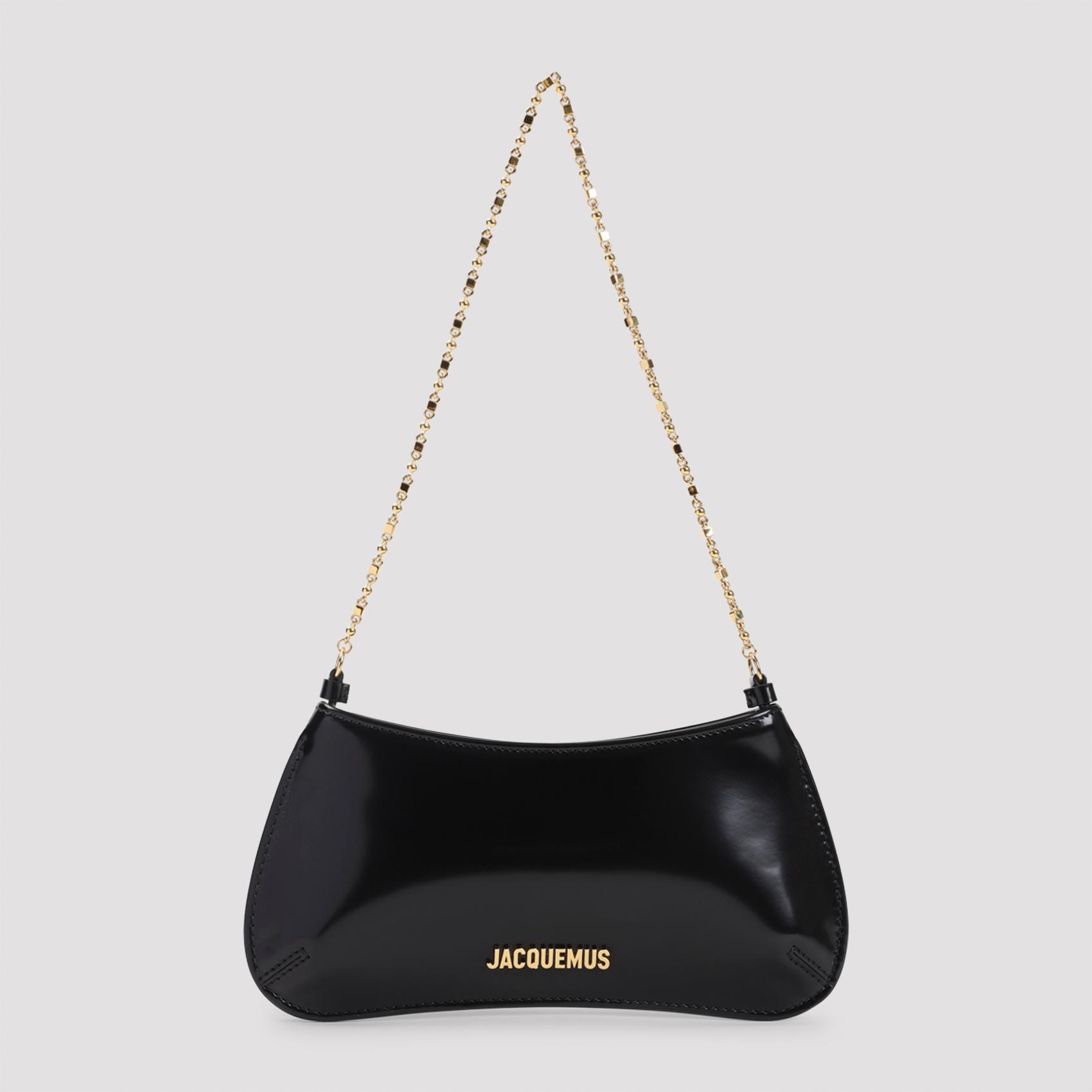 jacquemus le petit bisou chaine handbag black calf leather bag - women