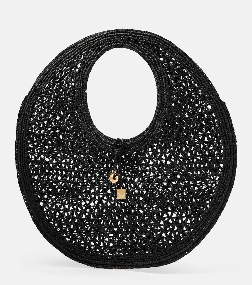 jacquemus le rond spiaggia raffia tote bag