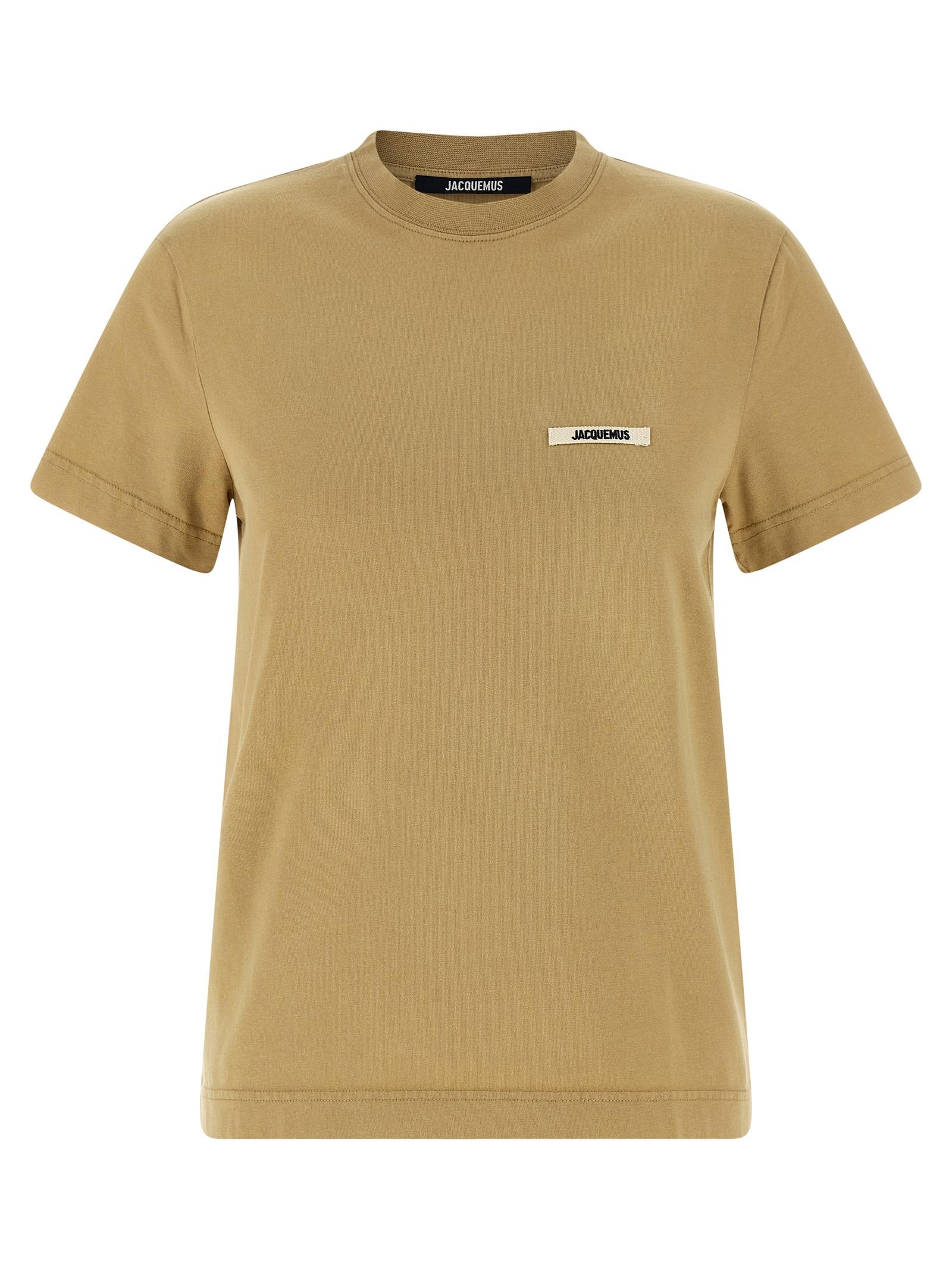 jacquemus le t-shirt gros-grain beige cotton - women