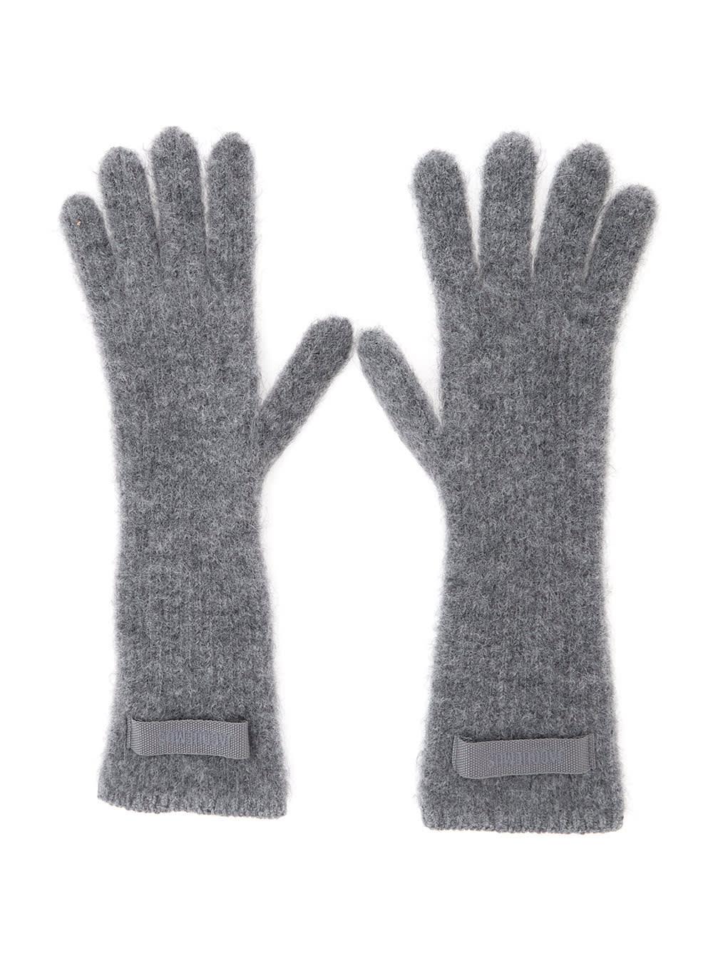 jacquemus les gants gros grain grey gloves with logo patch on the front in wool blend woman