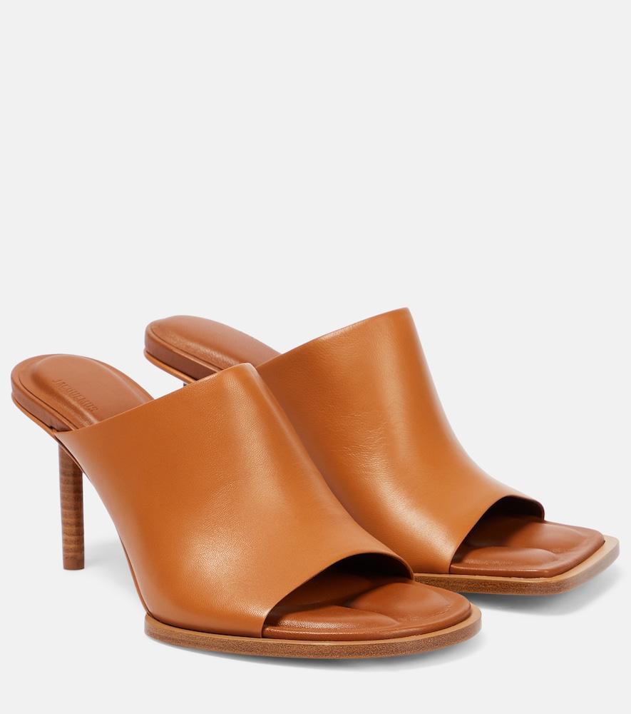 jacquemus les mules carrés ronds leather mules